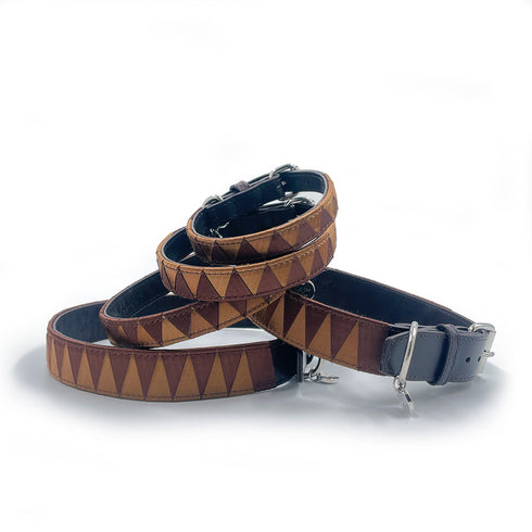 Sharktooth Dog Collar Leather - Latte